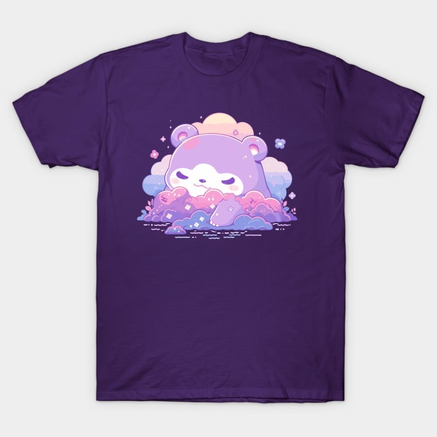 Cute Fluffy Purple Baby Kawaii Cloud Bear T-Shirt by Kawaii Kingdom